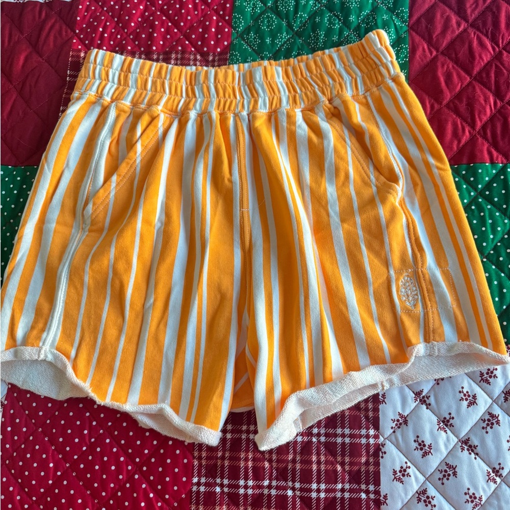 Free people Orange and White Striped Women's Shorts